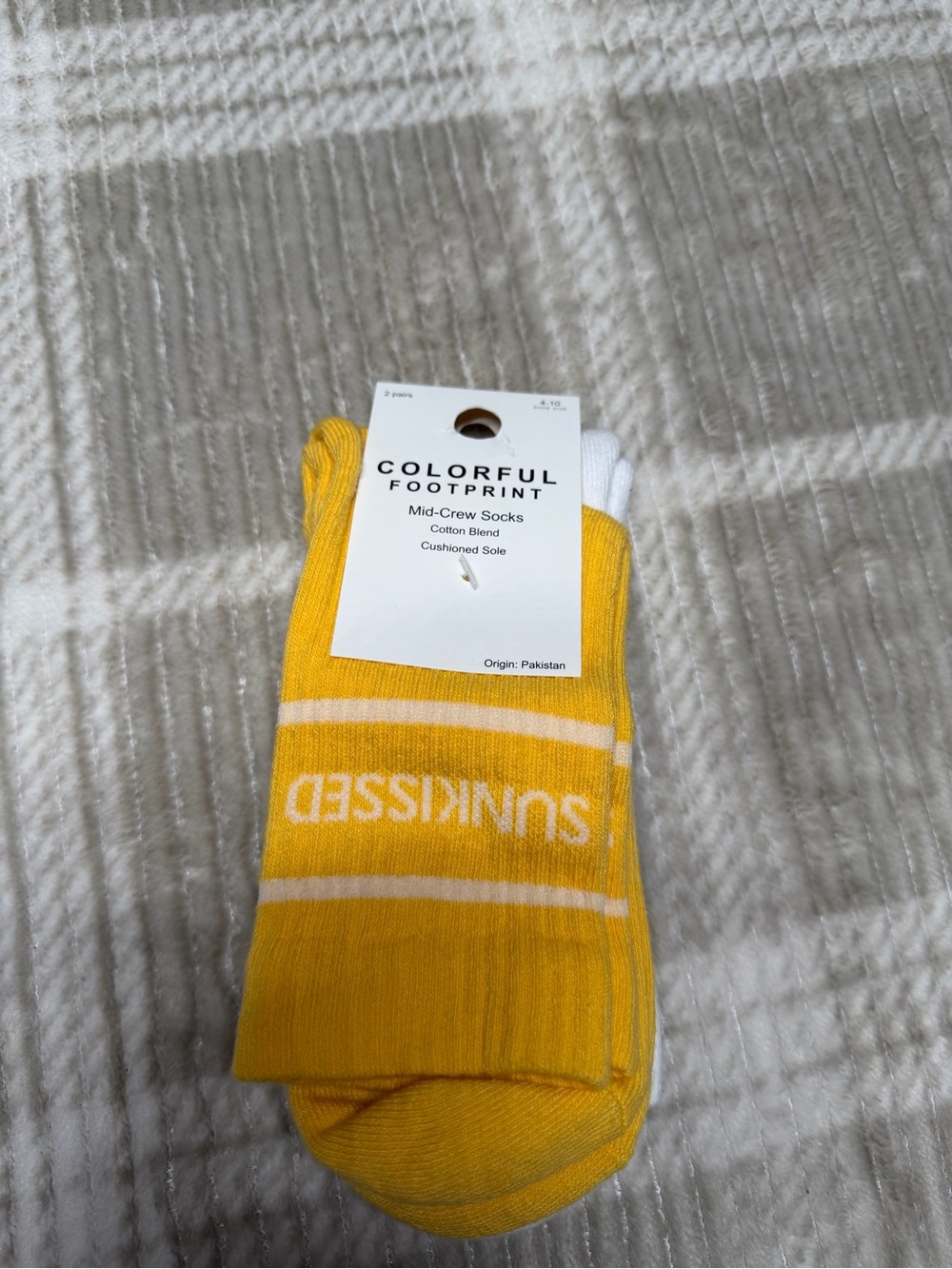 Women's Yellow Mid-Crew Athletic Socks - Sunkissed Detail